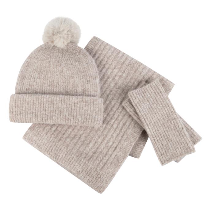 totes toasties® Ladies Knitted Hat, Scarf & Mitten Gift Set Oat Extra Image 2